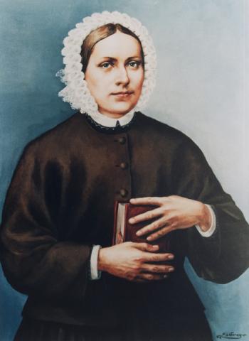 Clara Wolff, Foto eines Gemäldes aus einer Reihe von Bildern der vier Gründerinnen, gemalt von Sergiusz Buczacki in Breslau 1995-1997.