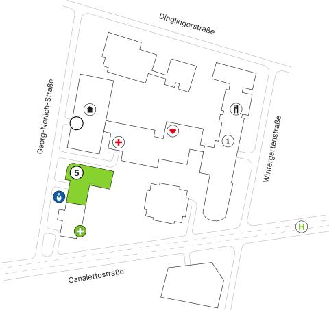 Lageplan St. Joseph-Stift, Bildungszentrum, Eingang 5