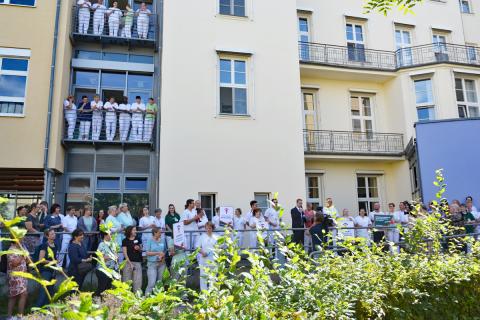 Bundesweiter Aktionstag der Krankenhäuser: St. Joseph-Stift beteiligt sich mit eigener Protestaktion.