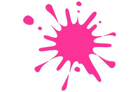 Keyvisual der Händehygiene-Aktion 2024: ein pinker Farbklecks auf weißem Grund steht symbolisch für die Lösung, die – einmal aufgetragen – anhand der pinken Färbung der Haut die korrekte Durchführung der Händedesinfektion zeigt.