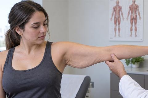 Plastische Chirurgie, Oberarmstraffung, Detail Oberarm einer weiblichen Person.